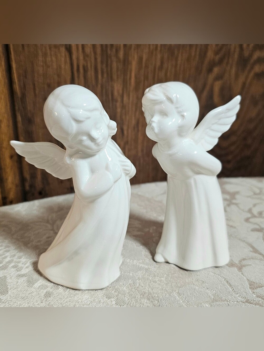Vintage White Porcelain Angel Figurines Made In Japan Decorative Home Accents